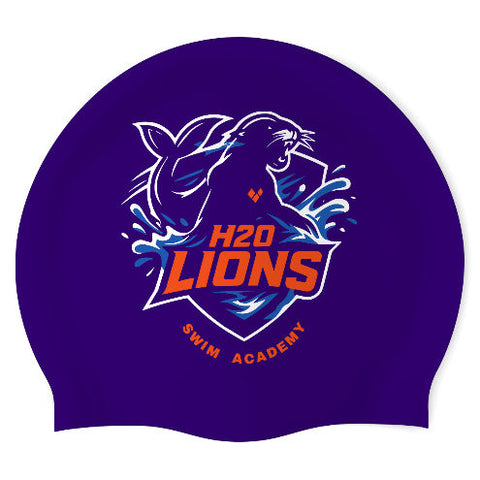 H20 Lions Swim Academy - Swimoutlet PO26526625 (PUR/03) - Wrinkle-Free Silicone Swimming Cap
