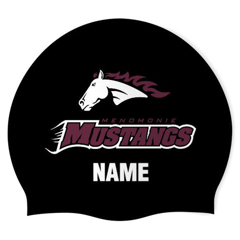 Menomonie HS Boys' Swim Team - Swimoutlet PO25768851 (BLK/04/P) - Wrinkle-Free Silicone Swimming Cap