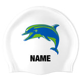 Willow Creek 3 Dolphins_SwimoutletSO18061892 (WHT_02-P) - Wrinkle-Free Silicone Swimming Cap