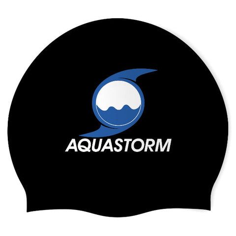 AquaStorm - Swimoutlet PO58690 (BLK/02) - Wrinkle-Free Silicone Swimming Cap