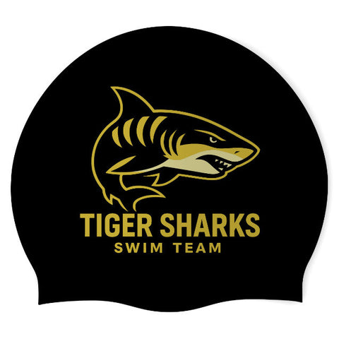 Lancaster Tiger Sharks - Swimoutlet PO76423 (BLK/02) - Wrinkle-Free Silicone Swimming Cap