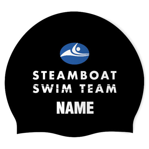 Steamboat Springs Swim Team - Swimoutlet PO25710662 (BLK/02/P) - Wrinkle-Free Silicone Swimming Cap