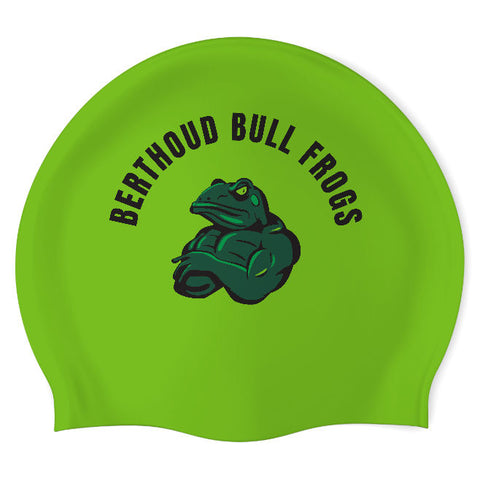 Berthoud Bull Frogs Swim Team - Swimoutlet PO71635 (DGG/03) - Wrinkle-Free Silicone Swimming Cap