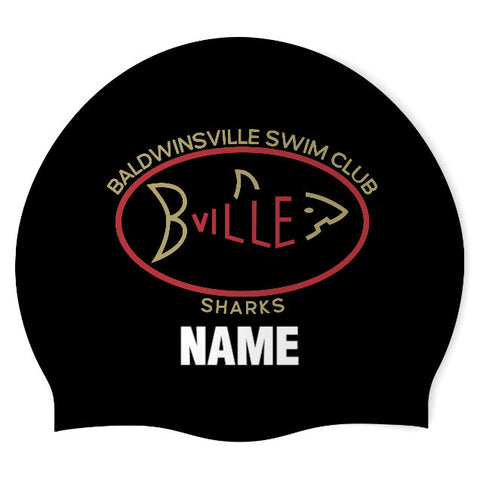 Baldwinsville Sharks - Swimoutlet PO59236 (BLK/02/P) - Wrinkle-Free Silicone Swimming Cap