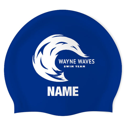 Wayne Waves Swim Team - Swimoutlet PO71247 (RBL/01/P) - Wrinkle-Free Silicone Swimming Cap