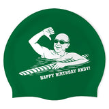 Happy Birthday Andy - Swimoutlet PO26153295 (DGR/01) - Wrinkle-Free Silicone Swimming Cap