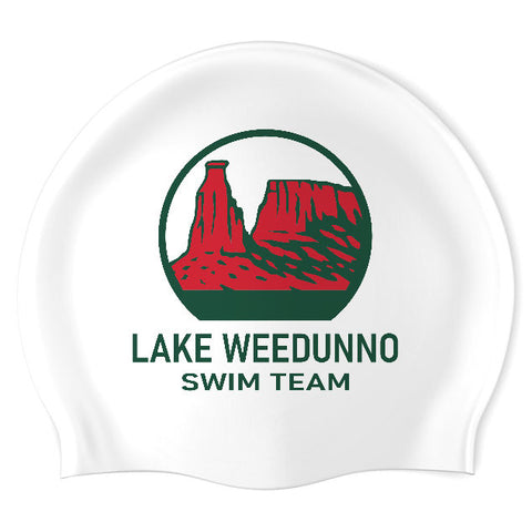 Lake Weedunno Swim Team - Swimoutlet PO26279691 (WHT/02) - Wrinkle-Free Silicone Swimming Cap