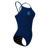 White Court Blue Dolphins Revised - Solid Skinny Strap Swimsuit - PERSONALIZED