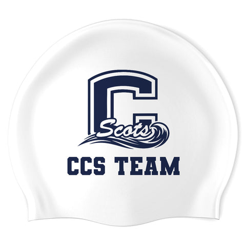 Carlmont High School - Swimoutlet PO26060137 (WHT/01) - Wrinkle-Free Silicone Swimming Cap