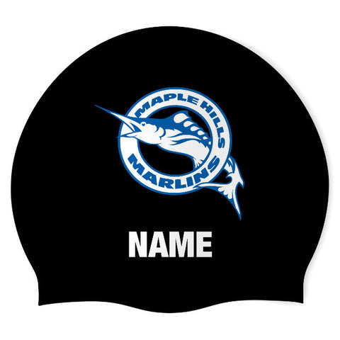 Maple Hills Marlins Summer Swim Team - Swimoutlet PO48429 (BLK/02/P) - Wrinkle-Free Silicone Swimming Cap