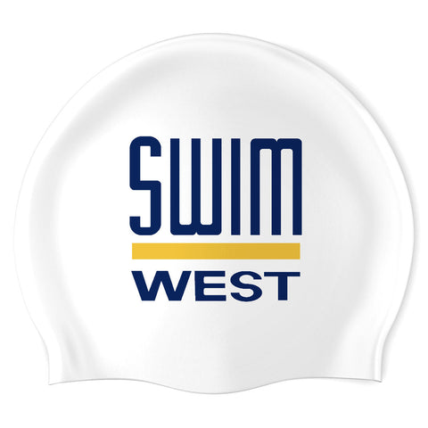 Swim West (WHT/02) - Wrinkle-Free Silicone Swimming Cap