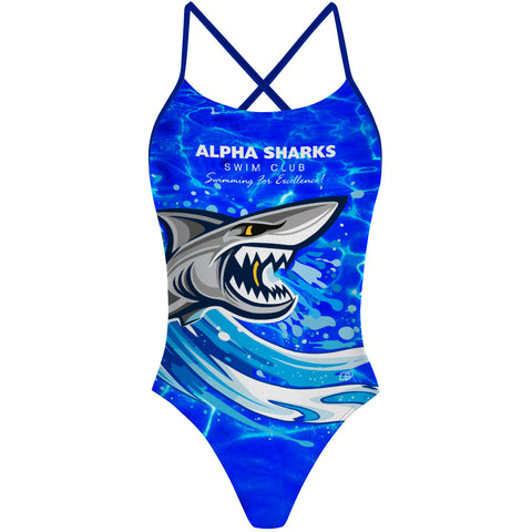Alpha Sharks Swim Club - "X" Back Swimsuit