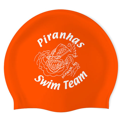 Agawam Piranhas - Swimoutlet PO26087024 (ORG/01) - Wrinkle-Free Silicone Swimming Cap