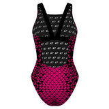 Black/ Pink Geometry Classic Strap - Classic Strap Swimsuit