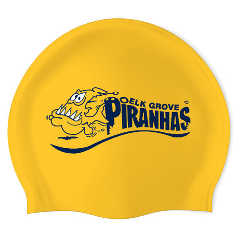 Elk Grove Piranhas - Swimoutlet PO20605 (YEL/02) - Wrinkle-Free Silicone Swimming Cap