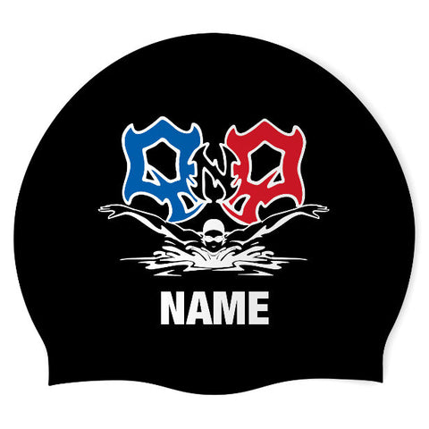 North Quincy HS Swim Team - Swimoutlet POSO53105 (BLK/03/P) - Wrinkle-Free Silicone Swimming Cap