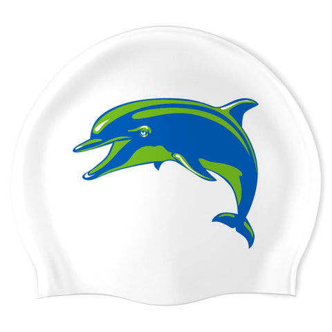 Willow Creek 3 Dolphins_SwimoutletSO18061892 (WHT_02) - Wrinkle-Free Silicone Swimming Cap