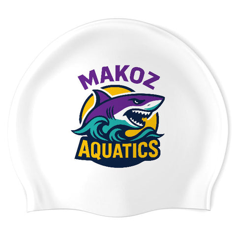 Makoz Aquatics Racers Club - Swimoutlet PO26067150 (WHT/04) - Wrinkle-Free Silicone Swimming Cap