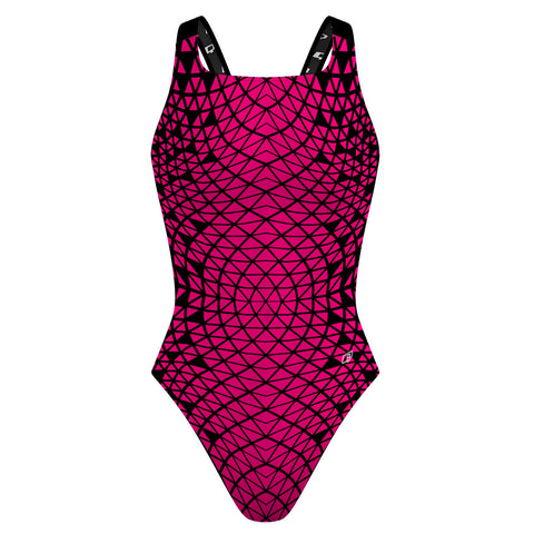 Black/ Pink Geometry Classic Strap - Classic Strap Swimsuit