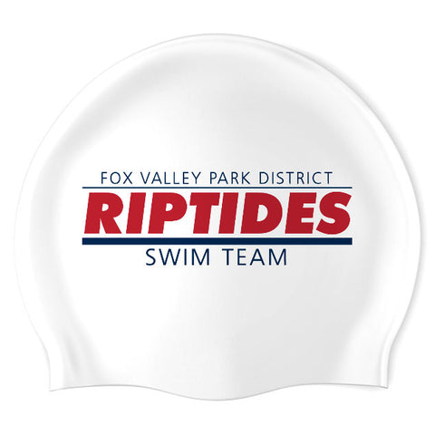 Fox Valley Park District Riptides - Swimoutlet PO58810 (WHT/02) - Wrinkle-Free Silicone Swimming Cap