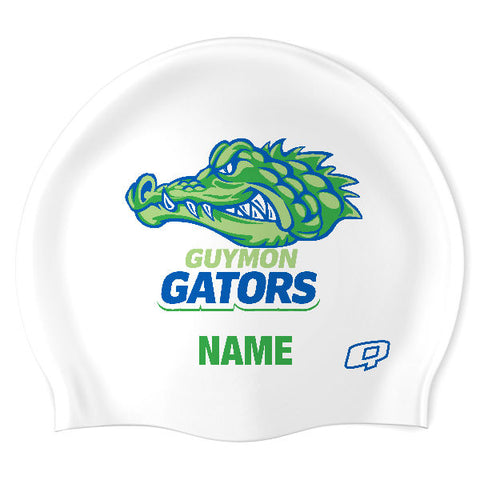 Guymon Gators (WHT/03/P) - Personalized - Wrinkle-Free Silicone Swimming Cap