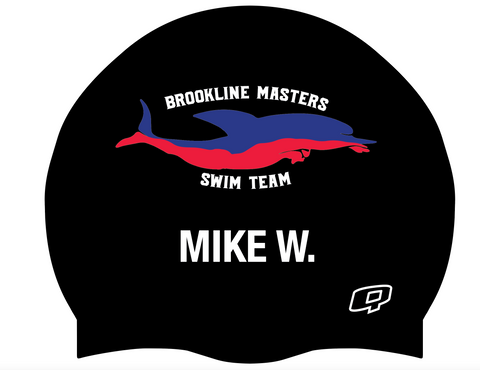 Brookline Masters Swim Team Cap With Names - Custom Silicon Swimcap