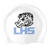 Lincoln HS Swim Team - Swimoutlet PO69307 (WHT/02) - Wrinkle-Free Silicone Swimming Cap