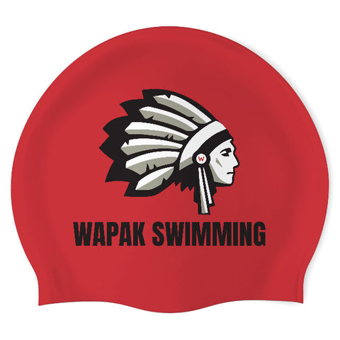 Wapakoneta HS Swim Team - Swimoutlet PO25597885 (RED/03) - Wrinkle-Free Silicone Swimming Cap