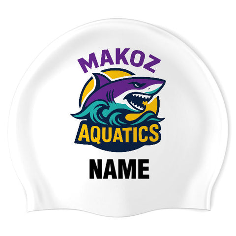 Makoz Aquatics Racers Club - Swimoutlet PO26067150 (WHT/04/P) - Wrinkle-Free Silicone Swimming Cap