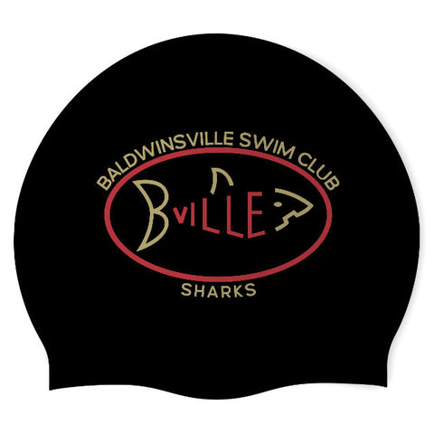 Baldwinsville Sharks - Swimoutlet PO59236 (BLK/02) - Wrinkle-Free Silicone Swimming Cap