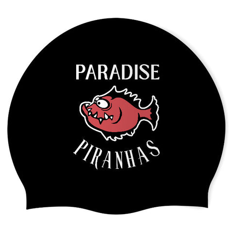 Paradise Piranhas - Swimoutlet PO16819 (BLK/02) - Wrinkle-Free Silicone Swimming Cap
