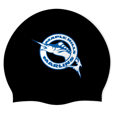Maple Hills Marlins Summer Swim Team - Swimoutlet PO48429 (BLK/02) - Wrinkle-Free Silicone Swimming Cap