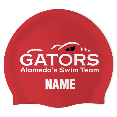Alameda Gators Swim Team - Swimoutlet PO25623529 (RED/02/P) - Wrinkle-Free Silicone Swimming Cap