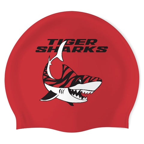 Preston Village Tiger Sharks - Swimoutlet PO48074 (RED/02) - Wrinkle-Free Silicone Swimming Cap