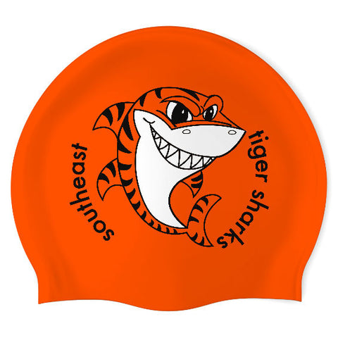 Southeast Tiger Sharks - Swimoutlet PO26137822 (ORG/02) - Wrinkle-Free Silicone Swimming Cap
