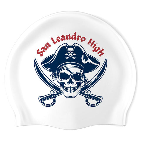 San Leandro HS - Swimoutlet PO25872624 (WHT/02) - Wrinkle-Free Silicone Swimming Cap