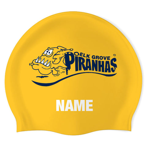 Elk Grove Piranhas - Swimoutlet PO20605 (YEL/02/P) - Wrinkle-Free Silicone Swimming Cap