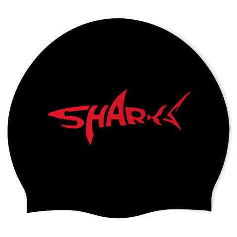 SRST- Sunnyside Sharks - Swimoutlet PO2943-0142  (BLK/01) - Wrinkle-Free Silicone Swimming Cap