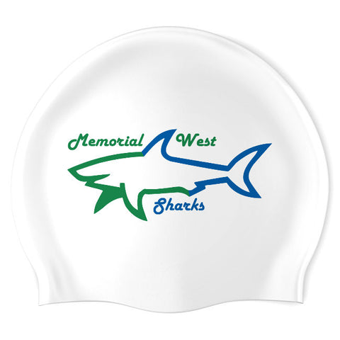 Memorial West Sharks - Swimoutlet PO17975506 (WHT/02) - Wrinkle-Free Silicone Swimming Cap