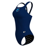 White Court Blue Dolphins Revised - Solid Classic Strap Swimsuit