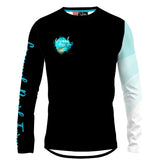 Wavy bicolor sleeve / Black - Men MTB Long Sleeve Jersey