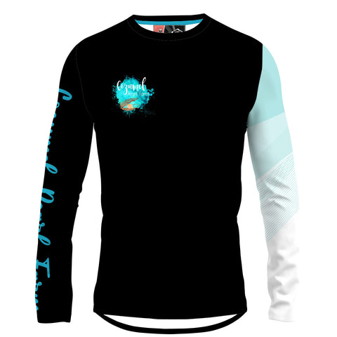 Wavy bicolor sleeve / Black - Men MTB Long Sleeve Jersey