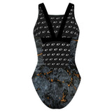 Classic black/gray/orange marble - Classic Strap Swimsuit