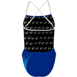 Frontier 2. F logo with wave (sporty lines) - "X" Back Swimsuit