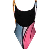 Valverde Azul-Rosa - High Hip One Piece Swimsuit