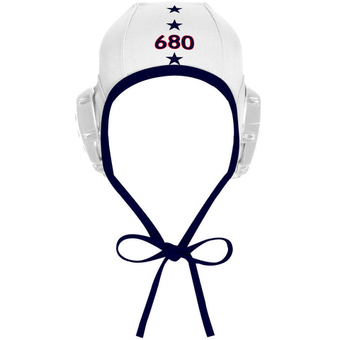 D1 WHITE - MASTER DESIGN - #'s Outlined - Water Polo Cap