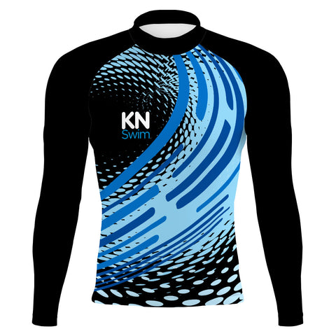 KNSwim 2023 Surf Rash Guard MEN Black - Men's Surf UPF50+ Long Sleeve Rash Guard