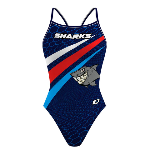 Sharks01 - Skinny Strap Swimsuit
