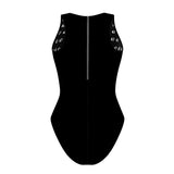 Solid Black Women Waterpolo Swimsuit Classic Cut