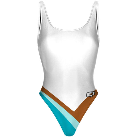 Becca 2 brown blue - High Hip One Piece Swimsuit